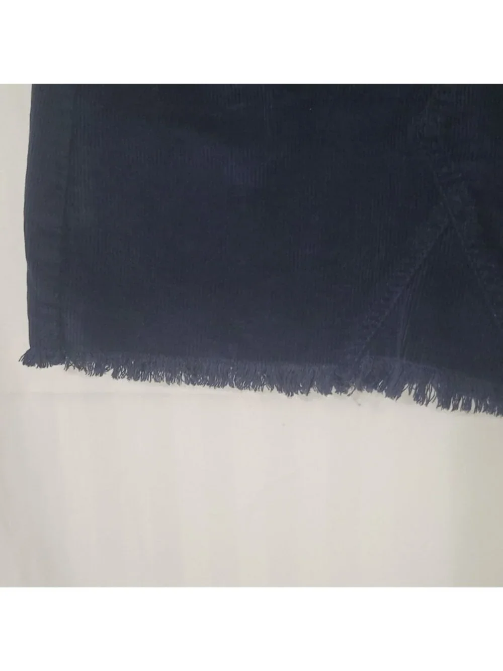 Corduroy Navy Blue Mini Skirt With Frayed Hem & Front Button Closure Size 5/27W - Picture 8 of 15